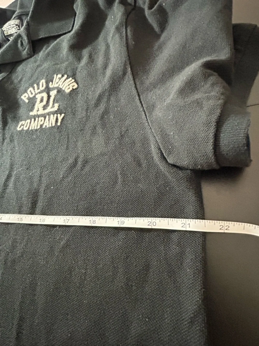 Polo Jeans Co. Ralph Lauren Men’s Large Black Pique Polo Shirt Embroidered RL 67 - Picture 7 of 8